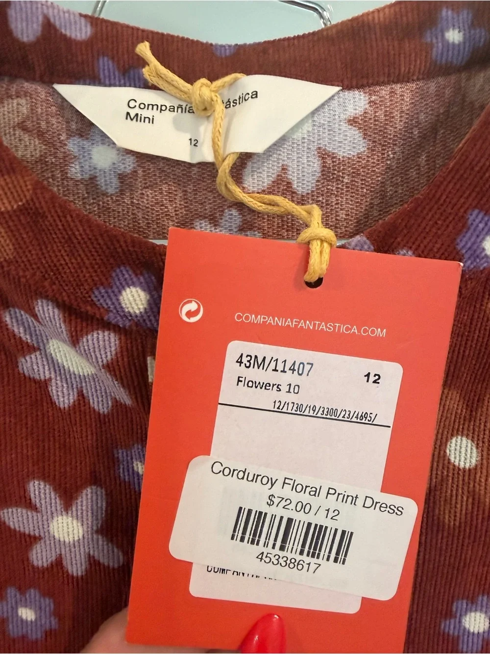 Girls' Rust Floral Long-Sleeve Casual Dress
